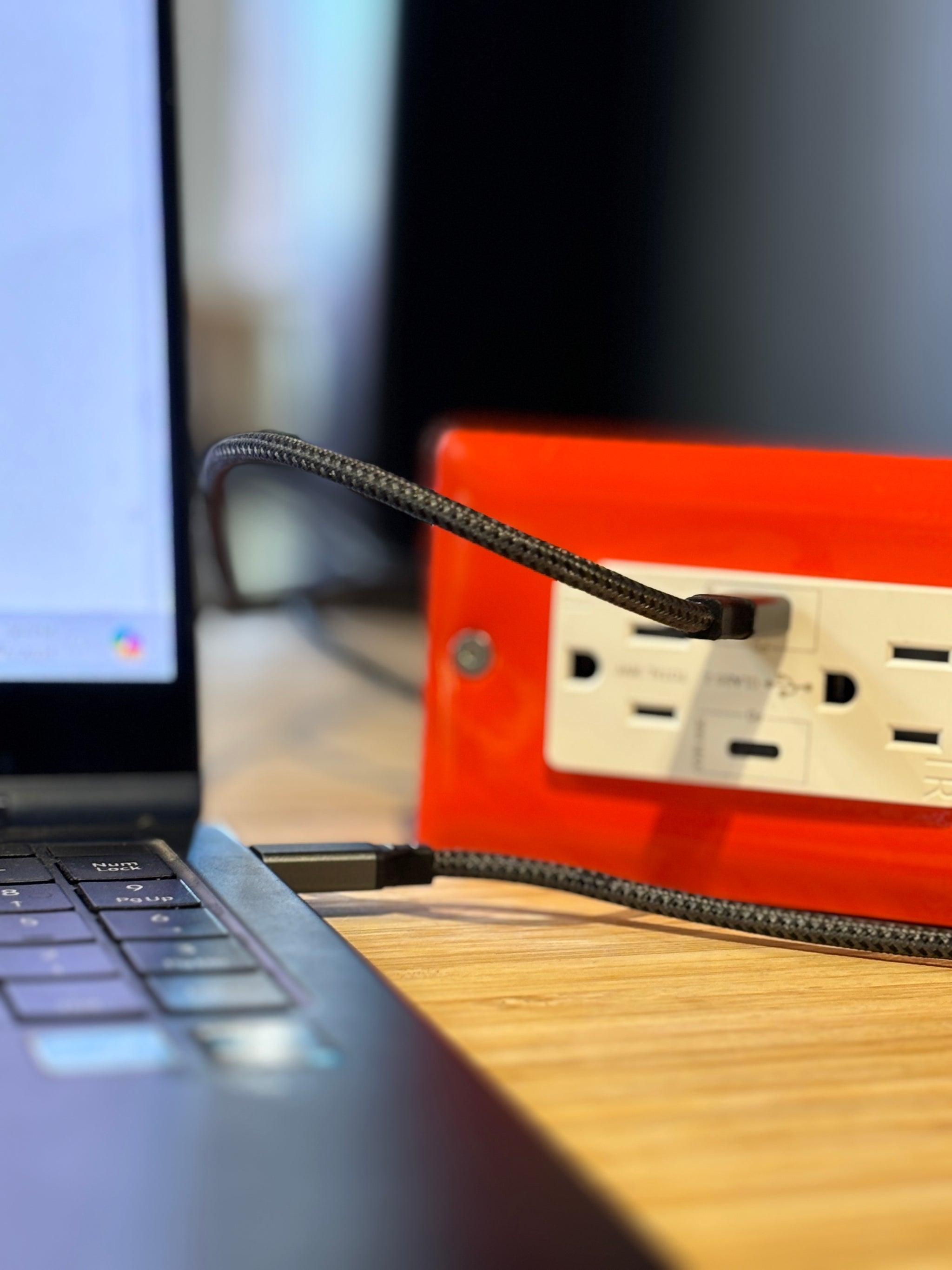 New! Extō USBC Venice Orange - The First Smart Charging USB Type C® Power Extension - USBC Dual-Outlet 15AMP Power Cord