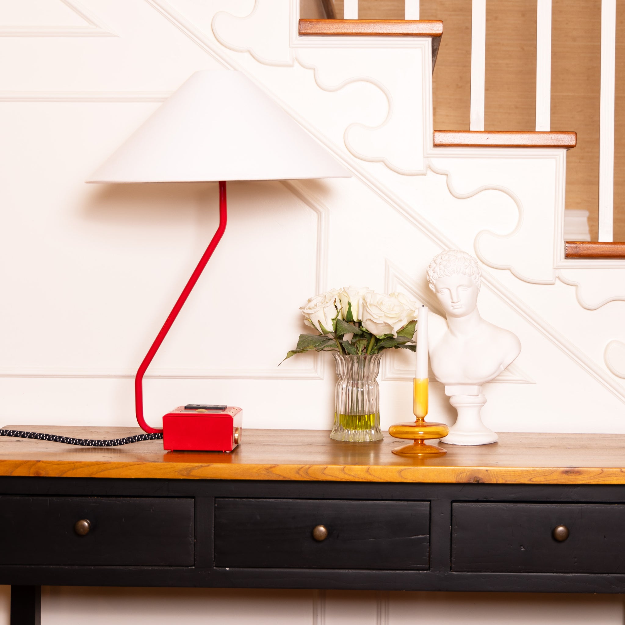 EUGENE FADE Smart DUAL USBC PD Surge Protected Table Lamp Bottle Rocket Red