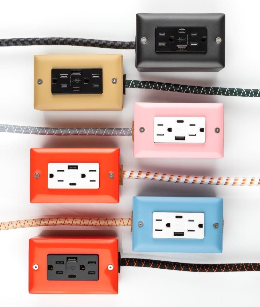 New! The First Smart Chip USB Type C® Carrara Black Extension Cord - 8FT Extō USBA/USBC or Dual USBC PD36W Port, Dual-Outlet Power Cord