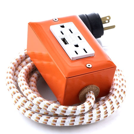 New! Extō USBC Venice Orange - The First Smart Charging USB Type C® Power Extension - USBC Dual-Outlet 15AMP Power Cord