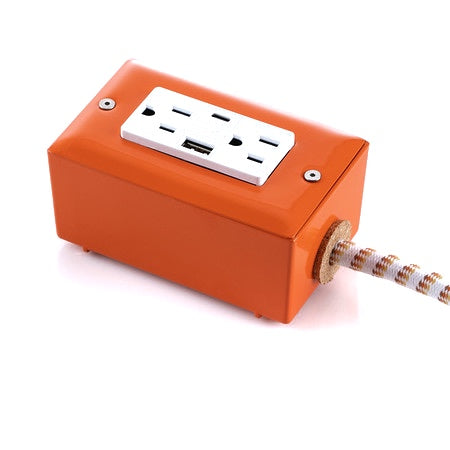 New! Extō USBC Venice Orange - The First Smart Charging USB Type C® Power Extension - USBC Dual-Outlet 15AMP Power Cord