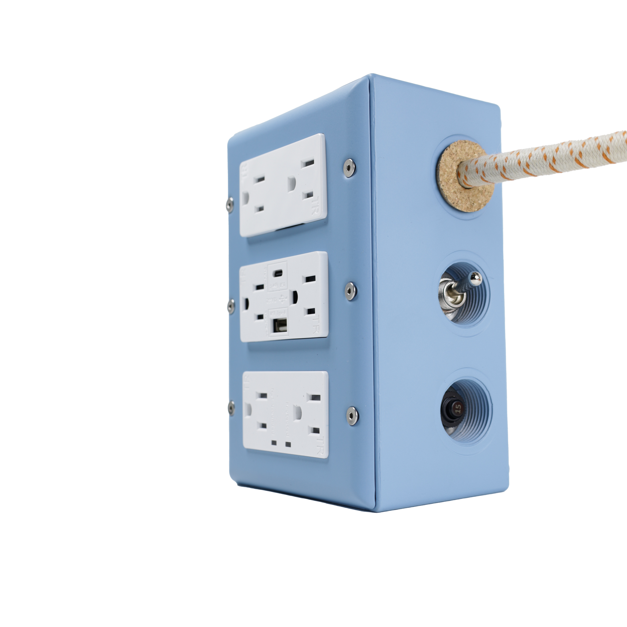 New! 6' Extō Surge 900 Smart Chip Surge-Protected Smart USB / USB Type C 6-Outlet Power Strip Martha Blue