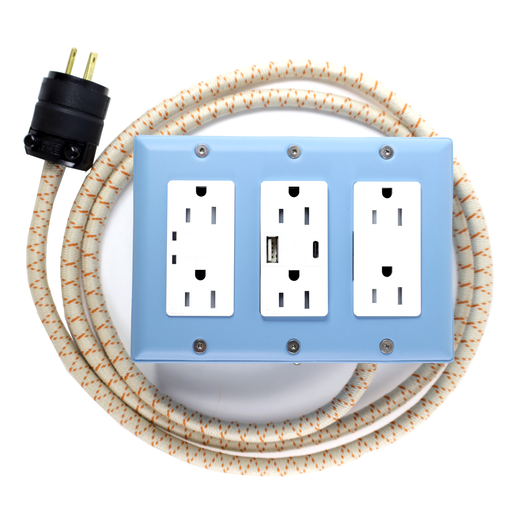 New! 6' Extō Surge 900 Smart Chip Surge-Protected Smart USB / USB Type C 6-Outlet Power Strip Martha Blue