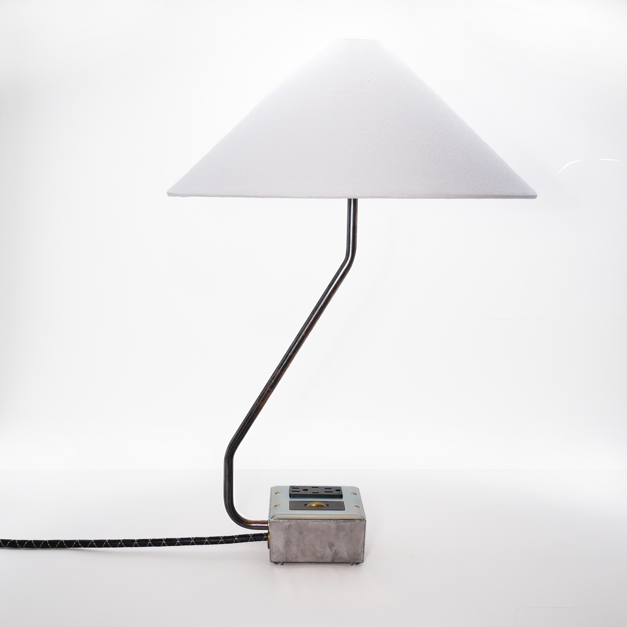 EUGENE FADE Smart USBC/DUAL USBC 36W PD Surge Protected Table Lamp Raw Metal