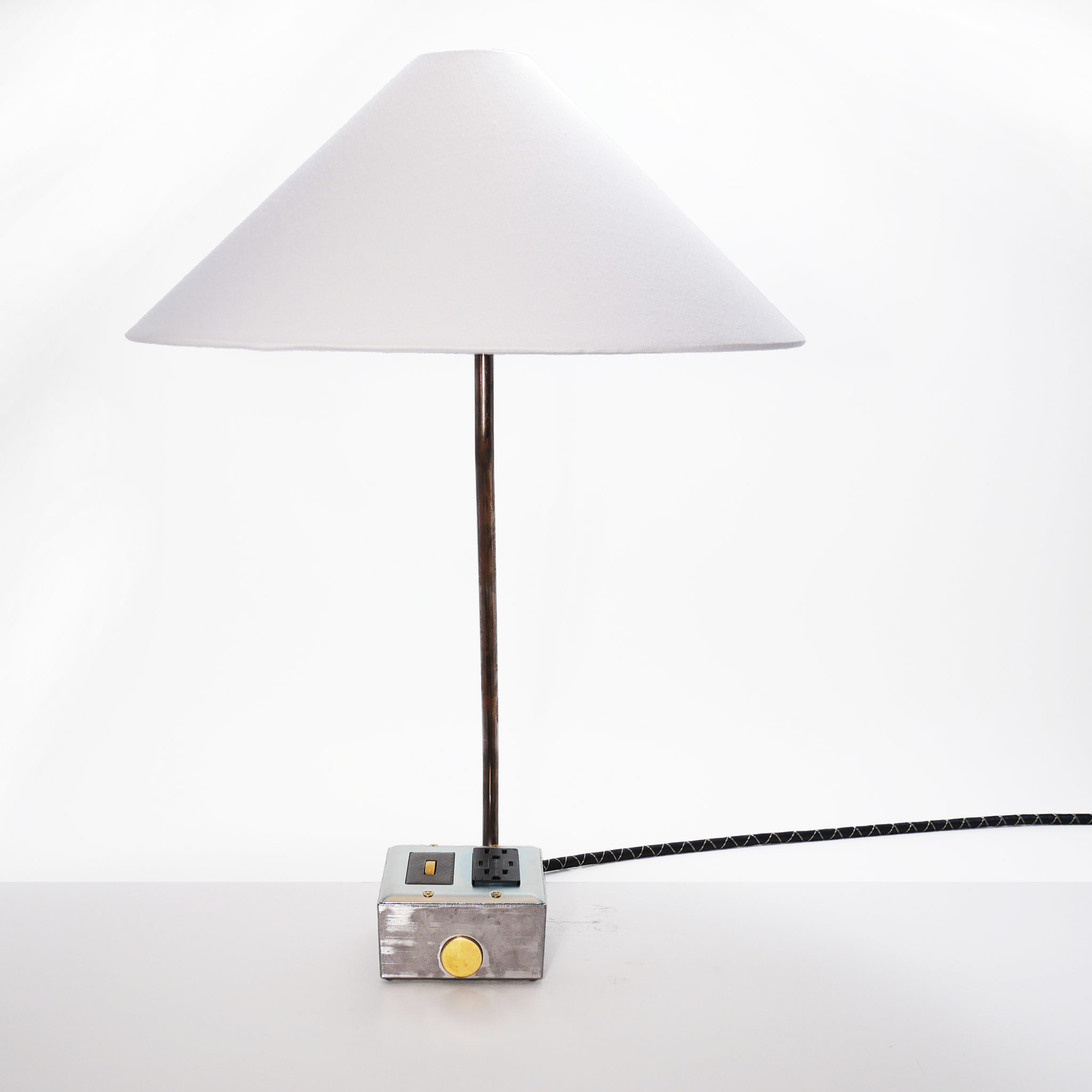 EUGENE FADE Smart USBC/DUAL USBC 36W PD Surge Protected Table Lamp Raw Metal