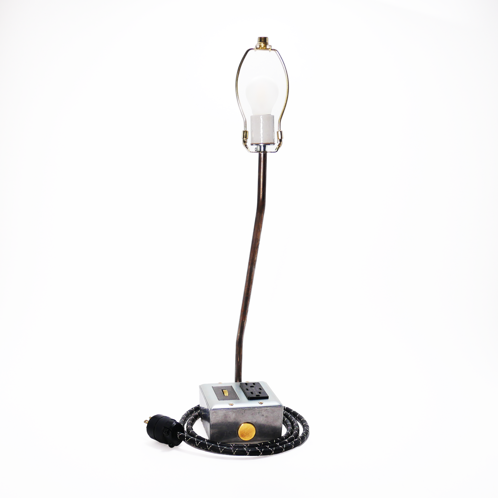 EUGENE FADE Smart USBC/DUAL USBC 36W PD Surge Protected Table Lamp Raw Metal