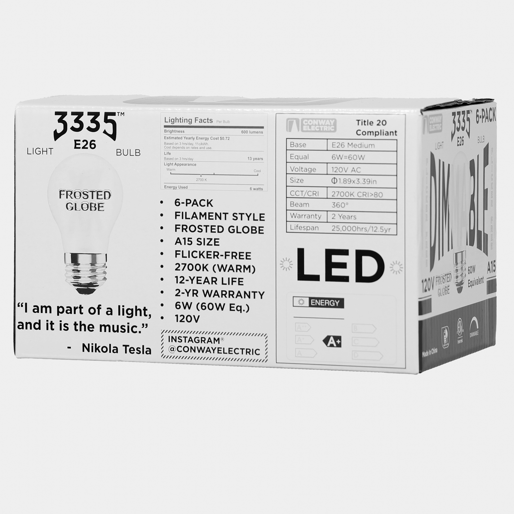 New "3335" The First LED 60W Frosted Flicker-Free Dimmable LED Bulb