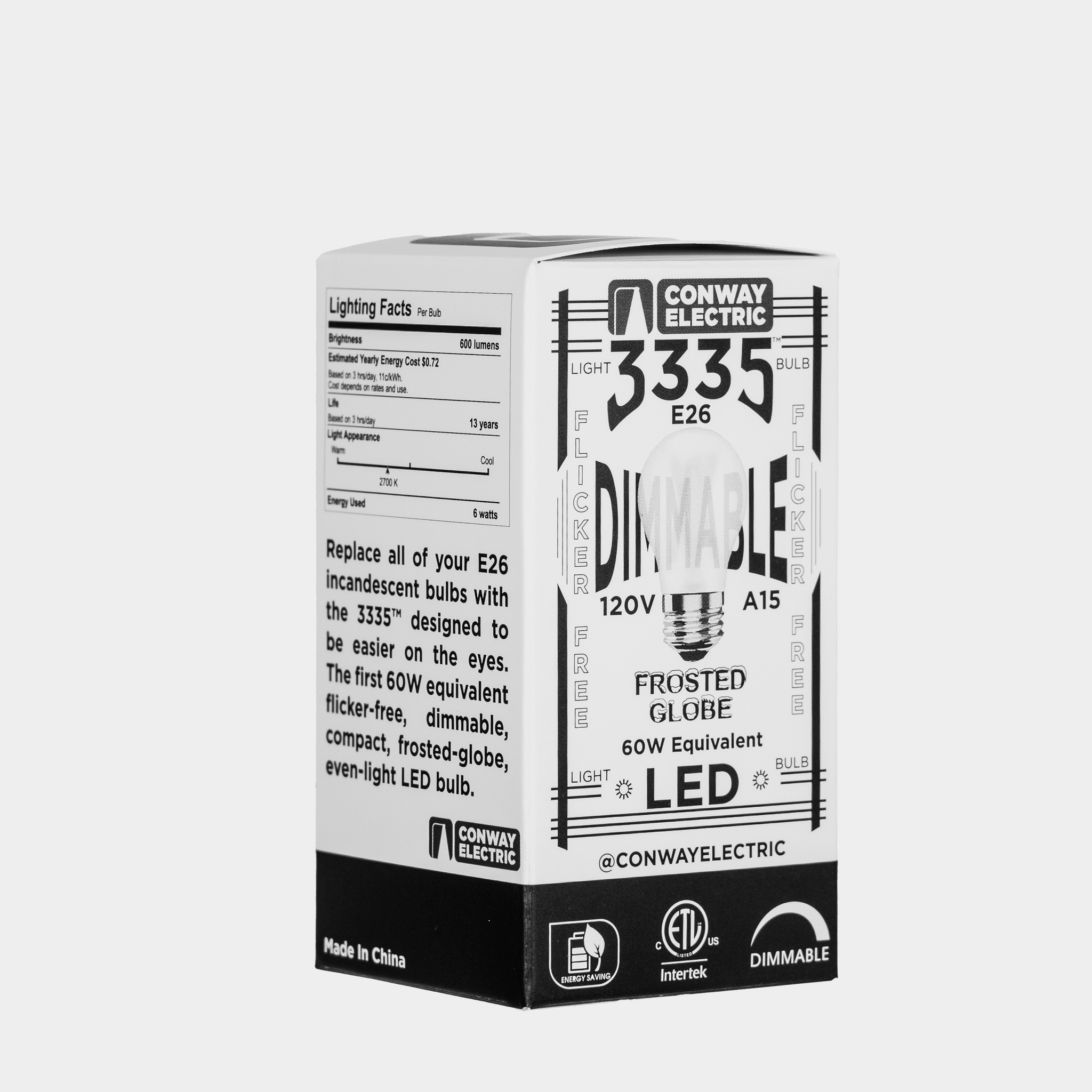 New "3335" The First LED 60W Frosted Flicker-Free Dimmable LED Bulb