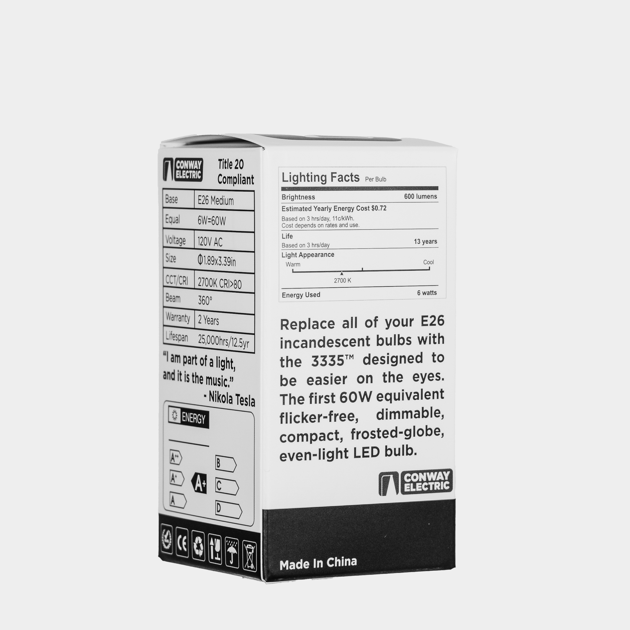 New "3335" The First LED 60W Frosted Flicker-Free Dimmable LED Bulb