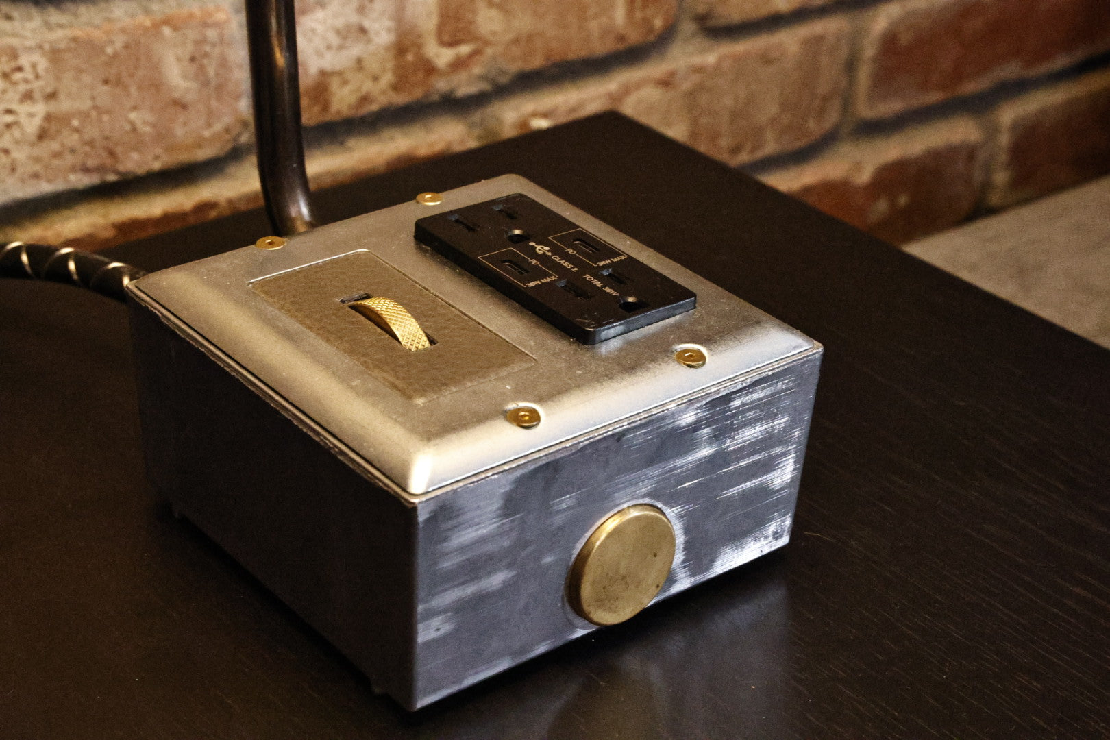 EUGENE FADE Smart USBC/DUAL USBC 36W PD Surge Protected Table Lamp Raw Metal