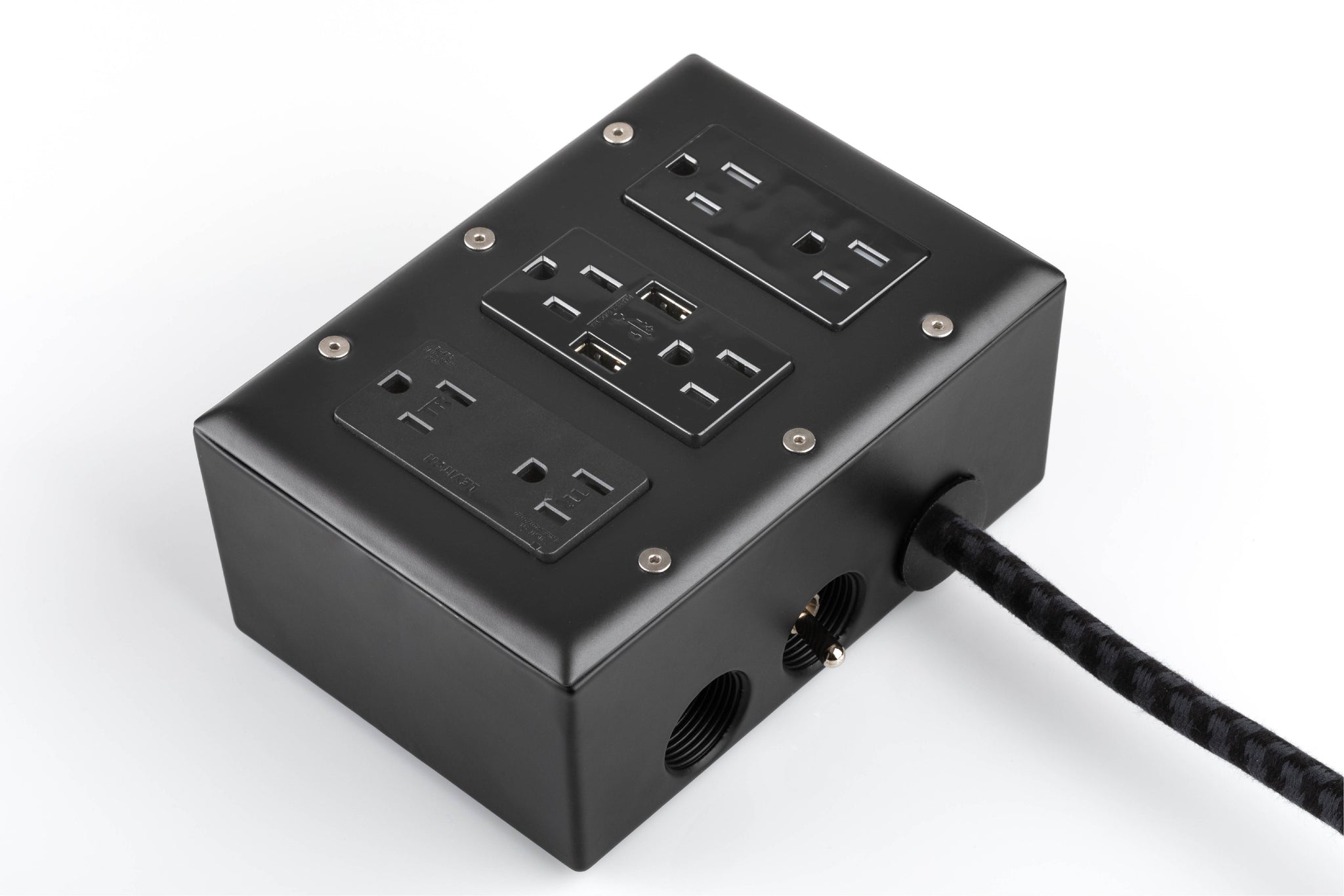 Carrara (Matte) Black 6Ft Extō Surge 900 Smart Chip USB / USB Type C Surge-Protected 6-Outlet Power Strip