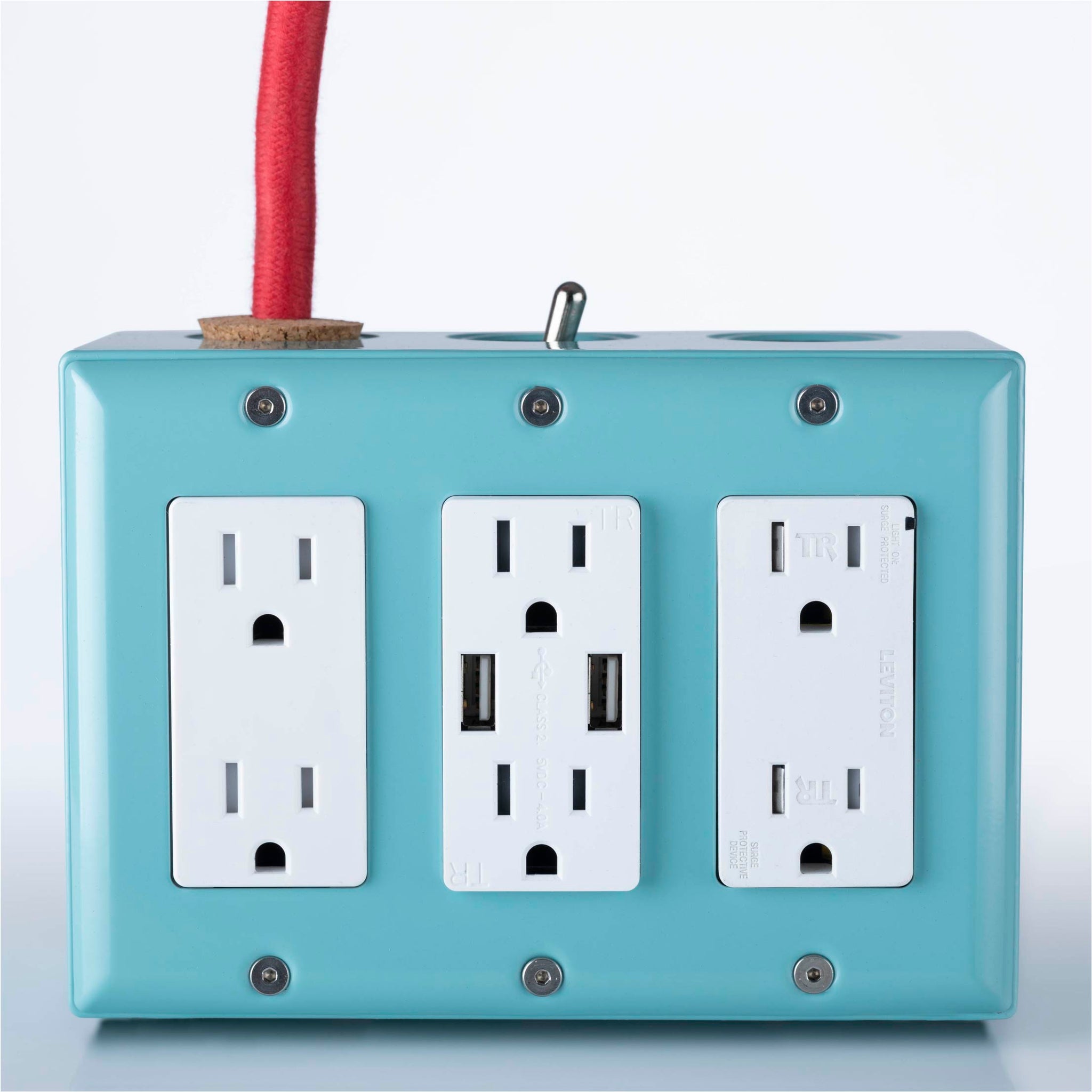 New! 6' Extō Surge 900 Smart Chip USB / USB Type C Surge-Protected Smart USB 6-Outlet Power Strip Mint