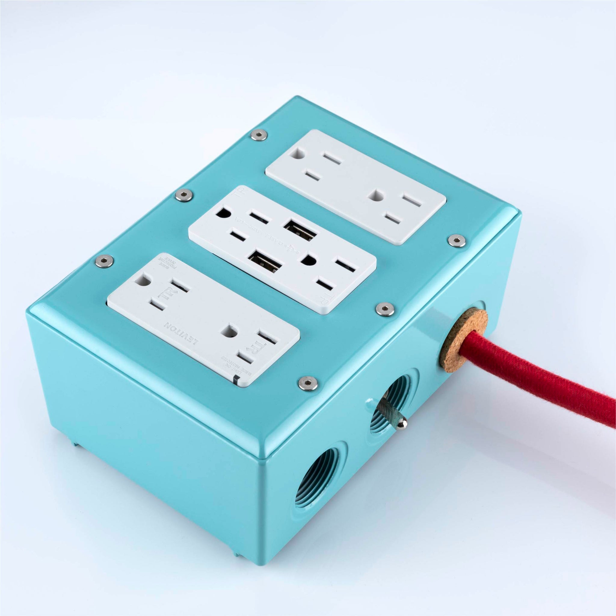 New! 6' Extō Surge 900 Smart Chip USB / USB Type C Surge-Protected Smart USB 6-Outlet Power Strip Mint