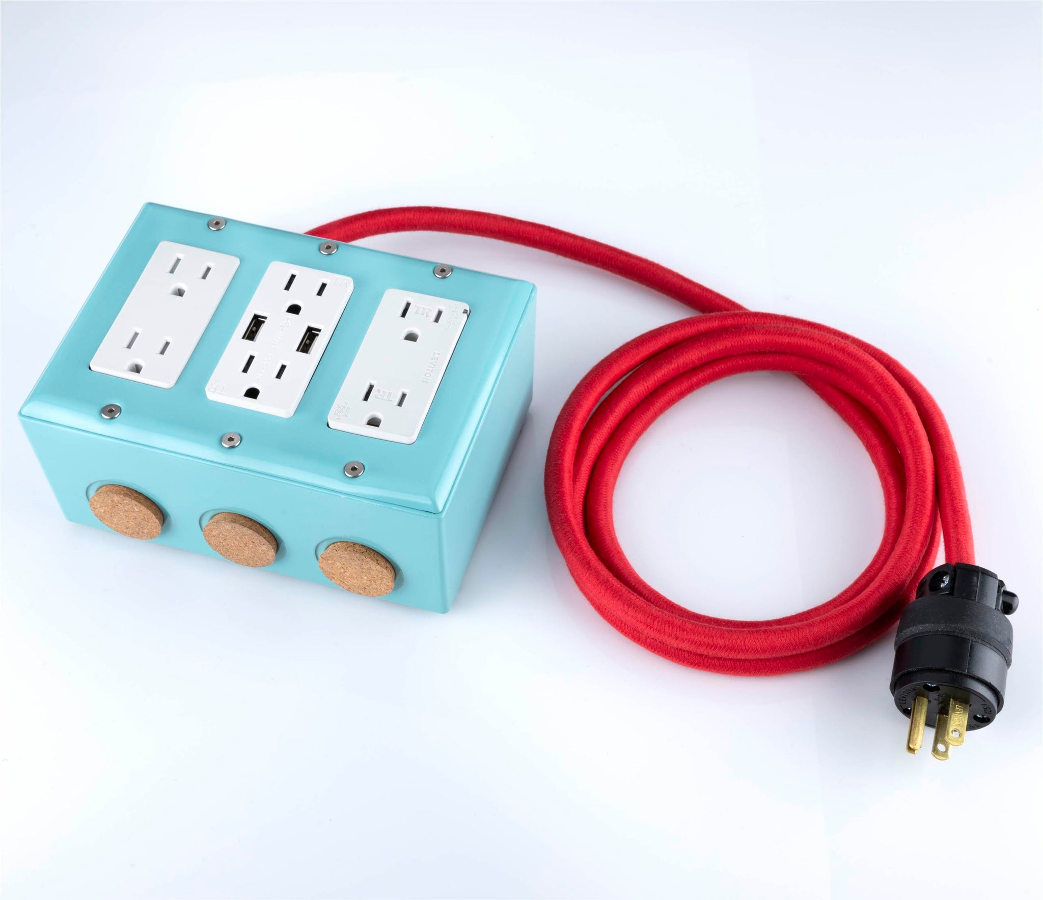 New! 6' Extō Surge 900 Smart Chip USB / USB Type C Surge-Protected Smart USB 6-Outlet Power Strip Mint