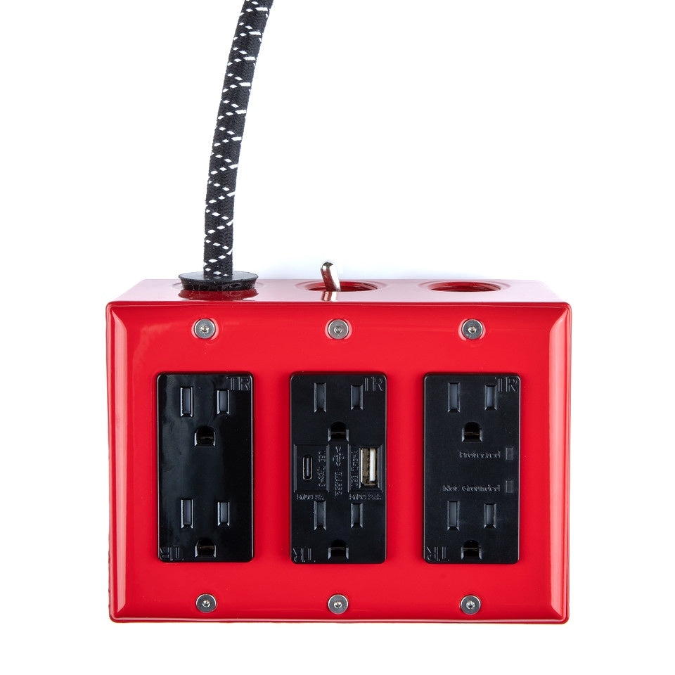 New! 6' Extō Surge 900 Smart Chip Surge-Protected Smart USB / USB Type C 6-Outlet Power Strip Bottle Rocket Red