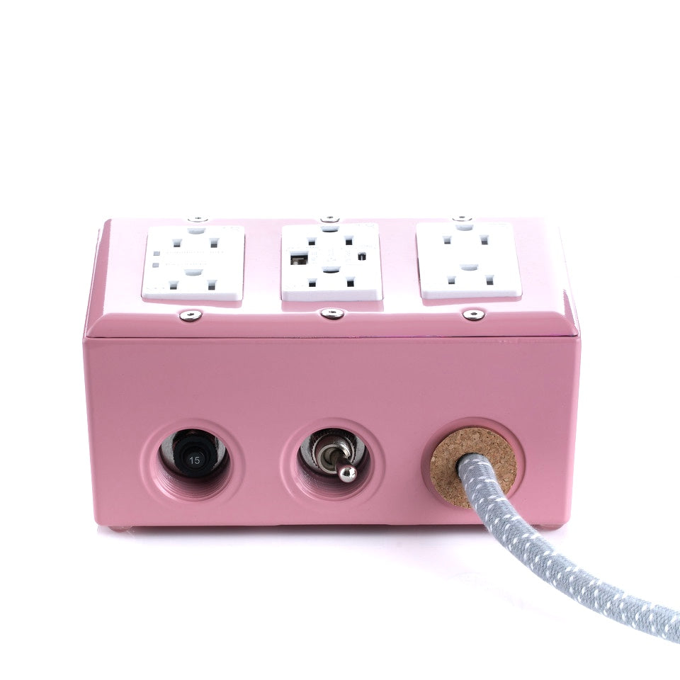 New! 6' Extō Surge 900 Smart Chip Surge-Protected Smart USB / USB Type C 6-Outlet Power Strip Candy Pink