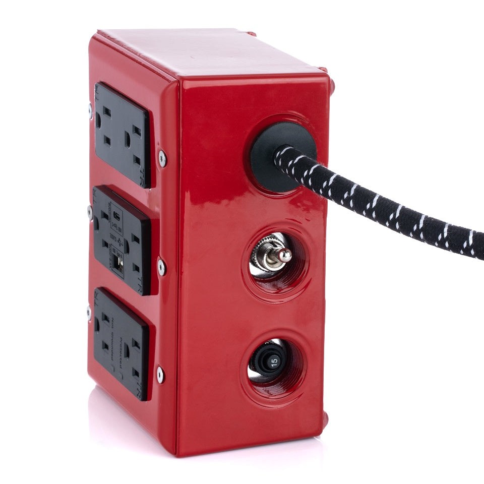 New! 6' Extō Surge 900 Smart Chip Surge-Protected Smart USB / USB Type C 6-Outlet Power Strip Bottle Rocket Red