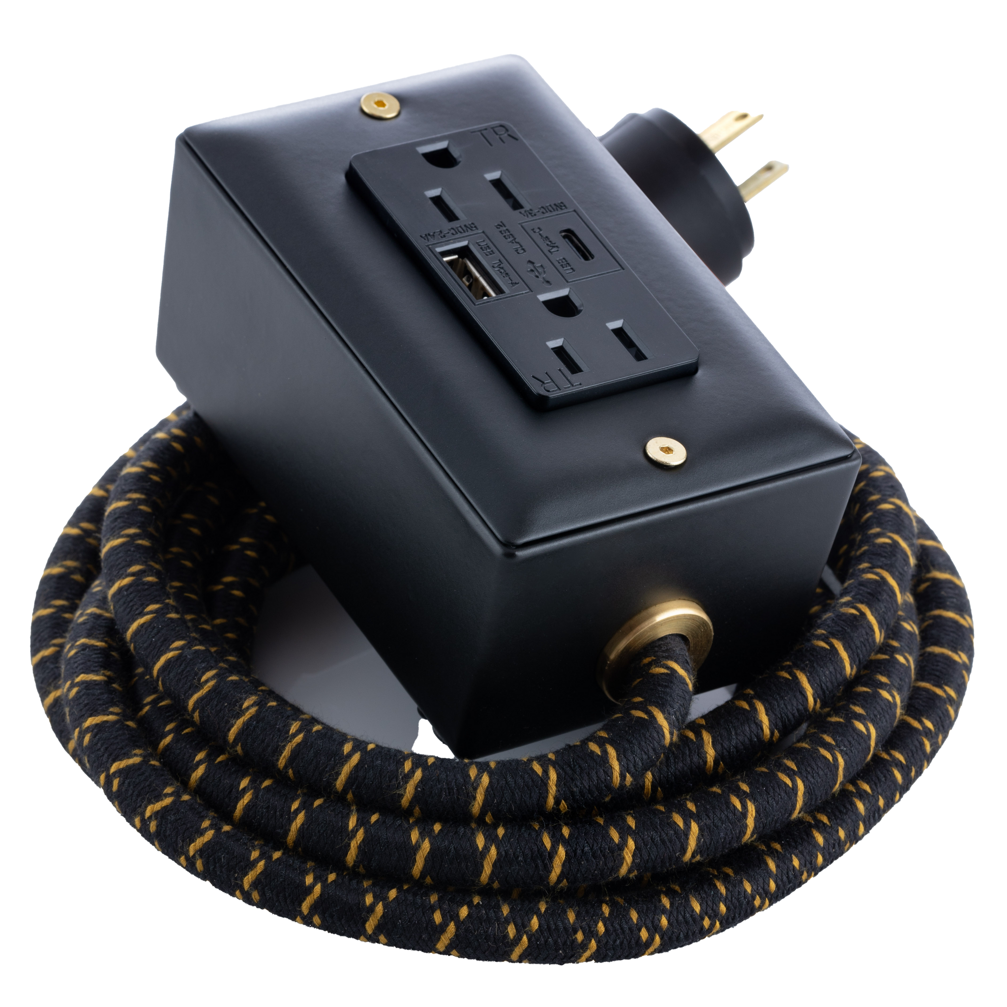 Extō Smart ChipUSB Type C® - The First Smart Chip USB C Power Cord -  Carrara Matte Black & Brass - The Conway Electric Store
