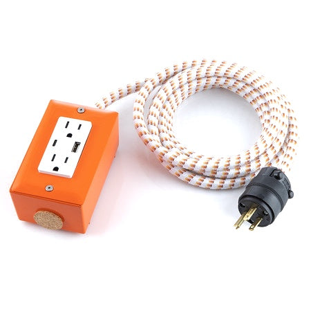 New! Extō USBC Venice Orange - The First Smart Charging USB Type C® Power Extension - USBC Dual-Outlet 15AMP Power Cord