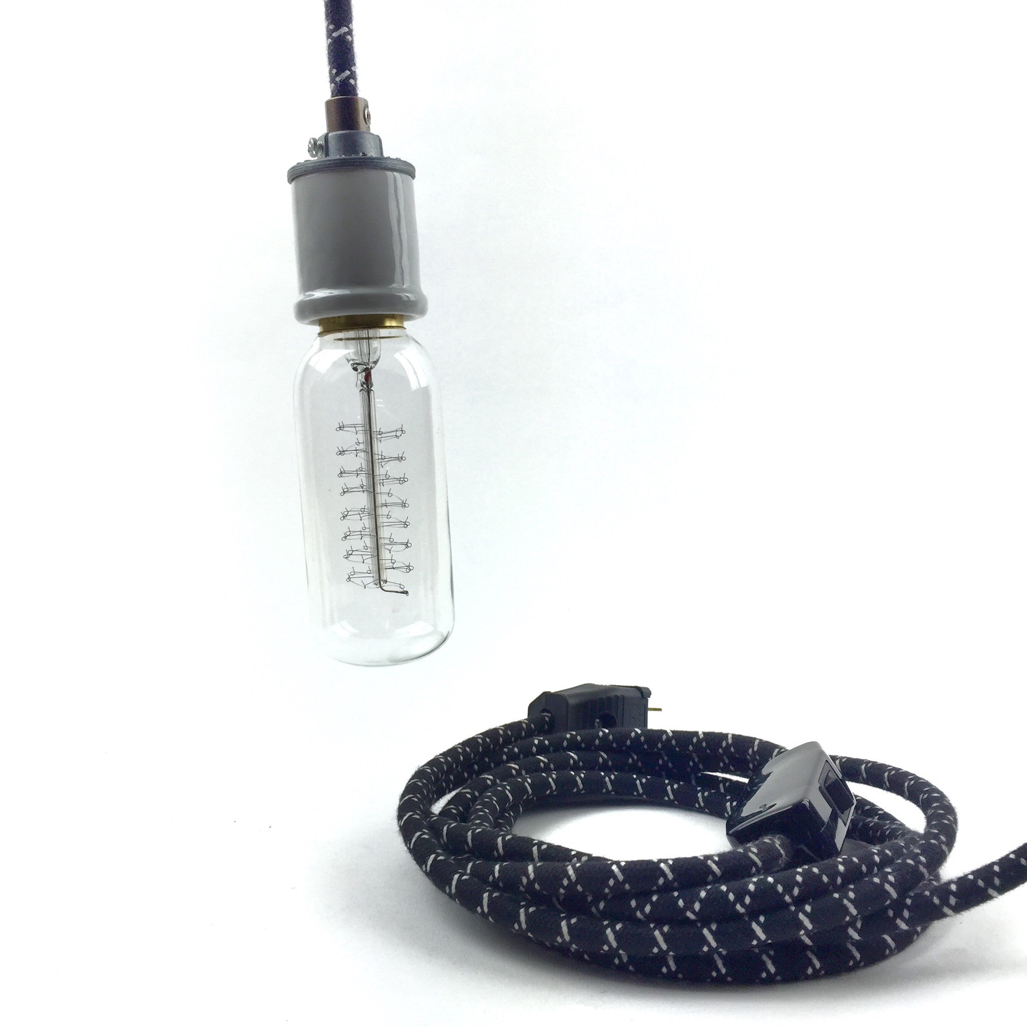 The Portland Pendant - A 12ft Ceramic Flanged-Socket Pendant Lamp w/ Inline Rocker Switch