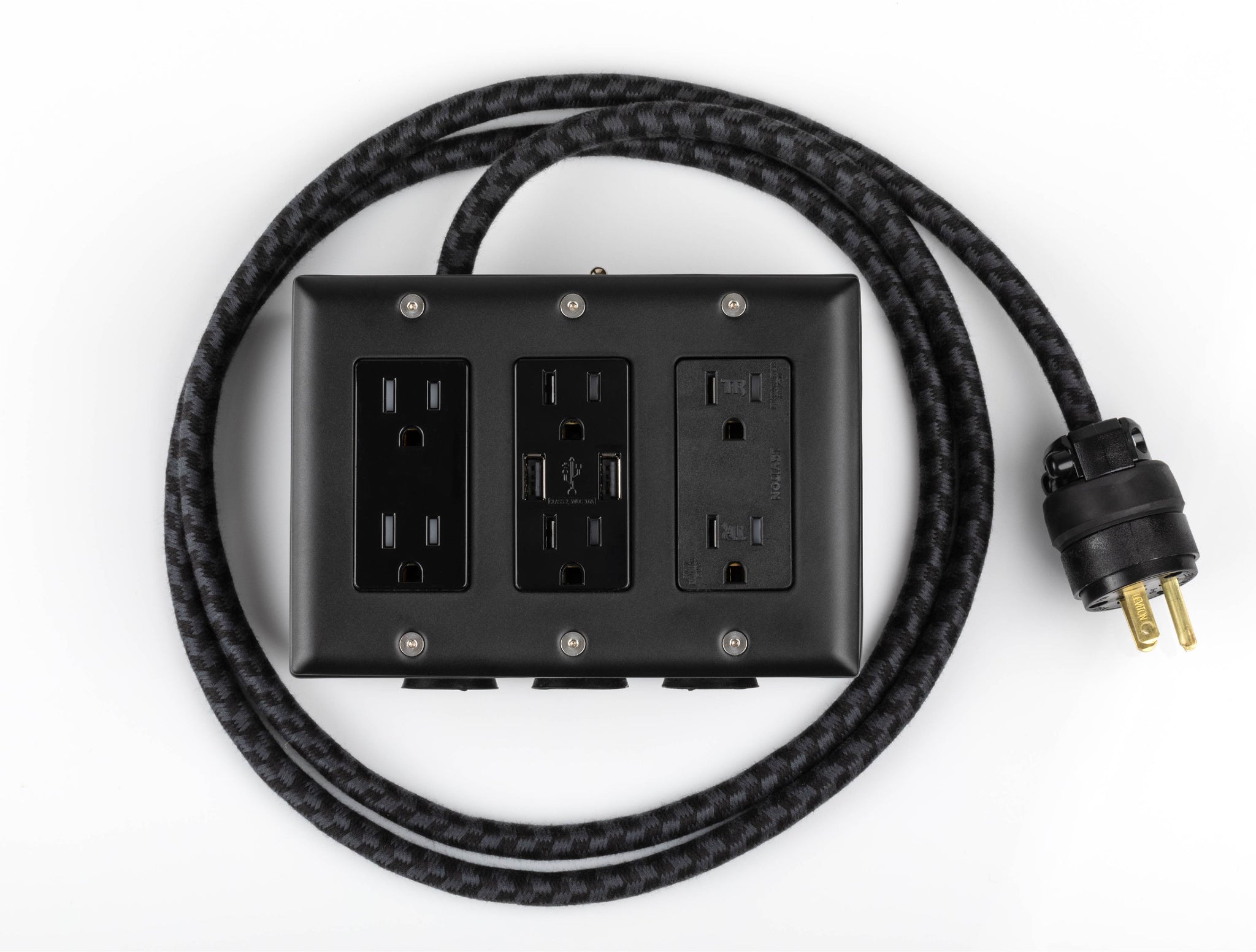 Carrara (Matte) Black 6Ft Extō Surge 900 Smart Chip USB / USB Type C Surge-Protected 6-Outlet Power Strip