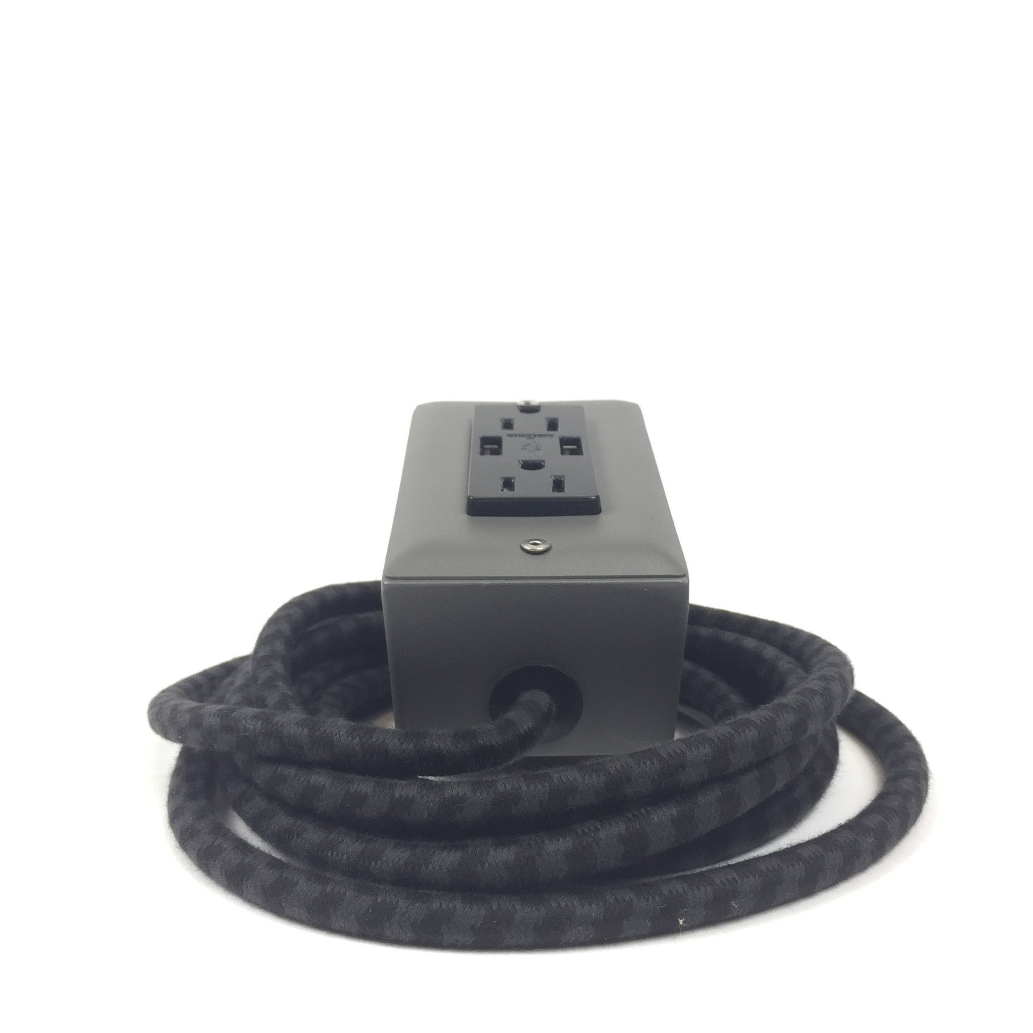 The First Smart Chip Extension Cord - 12' Extō Dual-USB, Dual-Outlet - Humboldt Fog Grey